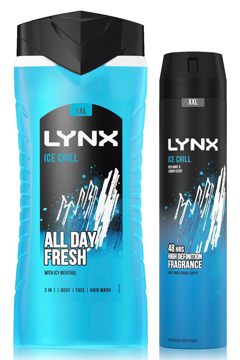 Lynx Ice Chill Shower Gel 500ml & 48H Fresh Body Spray 250ml, 6 Pack Each