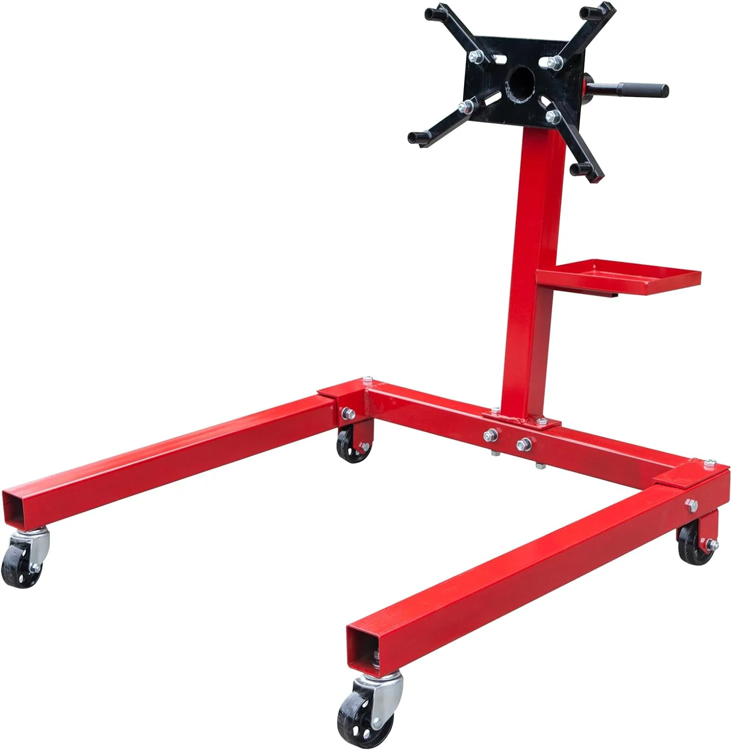 Rotating Engine Stand: Removable Oil Pan and Magnetic Tray, Turbine Turntable, 2 Brake Caster Lockable Wheels, 1,000 Lbs Capacity(with Tray/5/8 Ton (1)