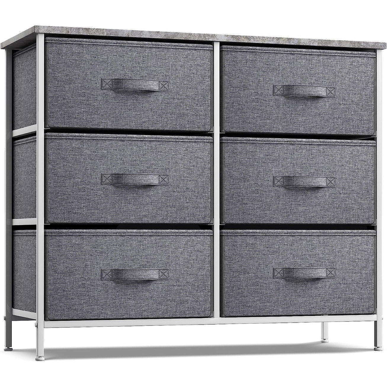 Extra Wide Dresser Organizer With 6 Drawers - Gray