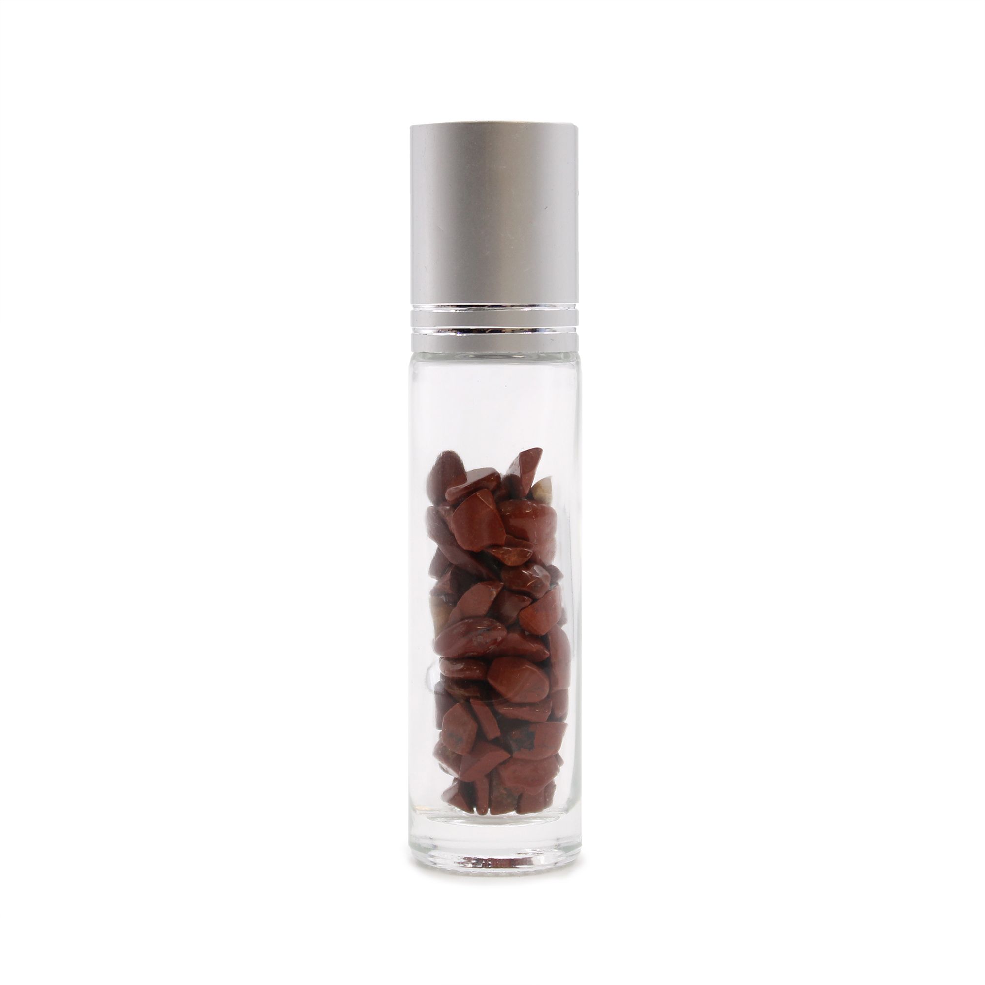 KDMD Gemstone Essential Oil Roller Bottle - Red Jasper - Silver Cap