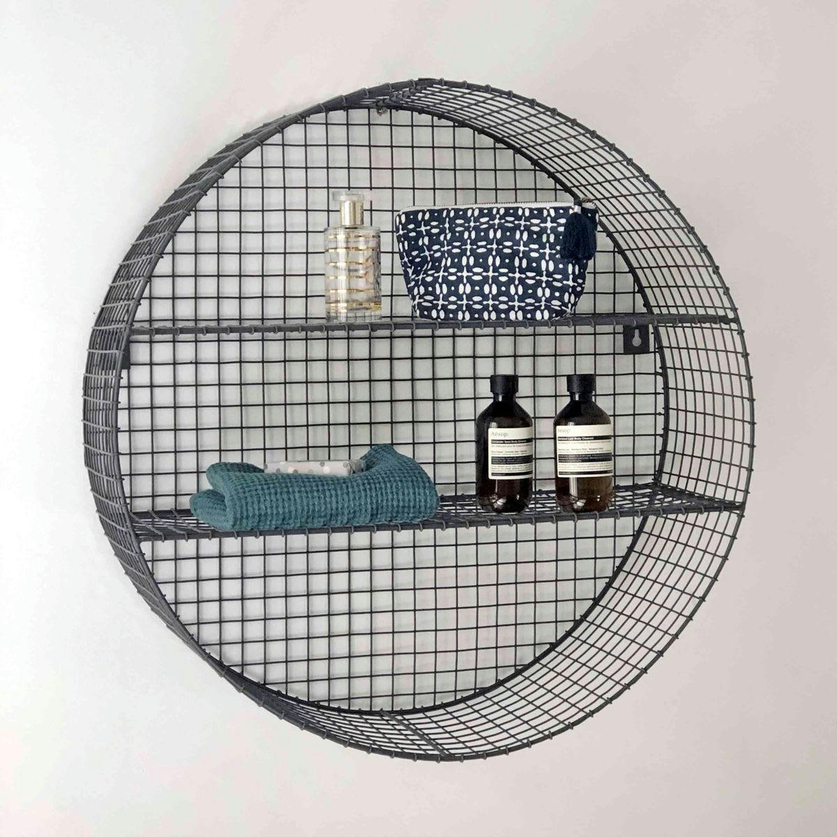 GREED - Etagère murale ronde métal grillagé
