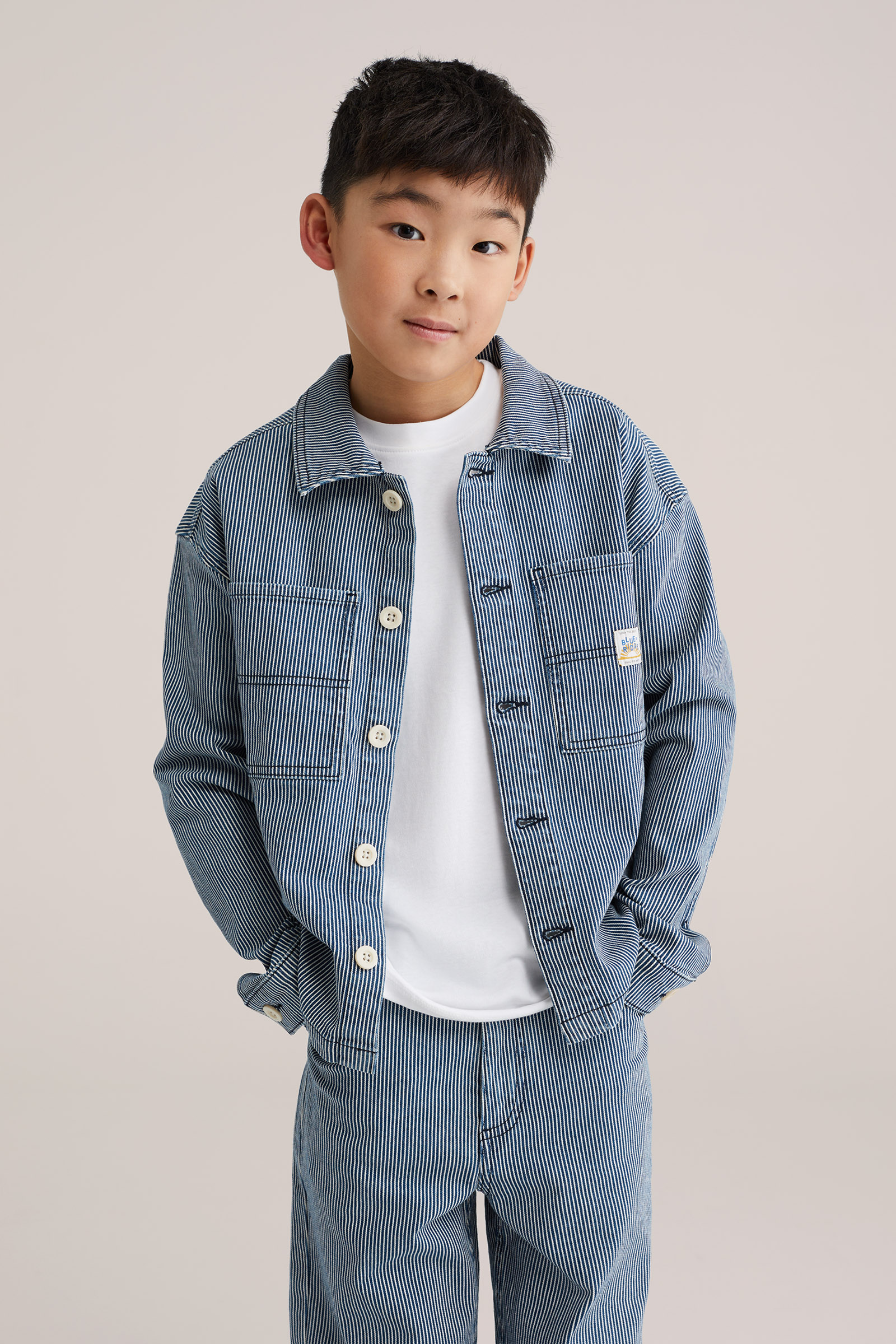 Jongens gestreept denim overshirt