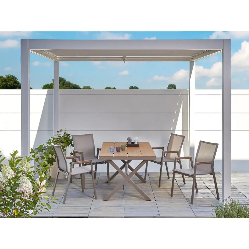 TIANO - Tuintafel - Taupe - Aluminium