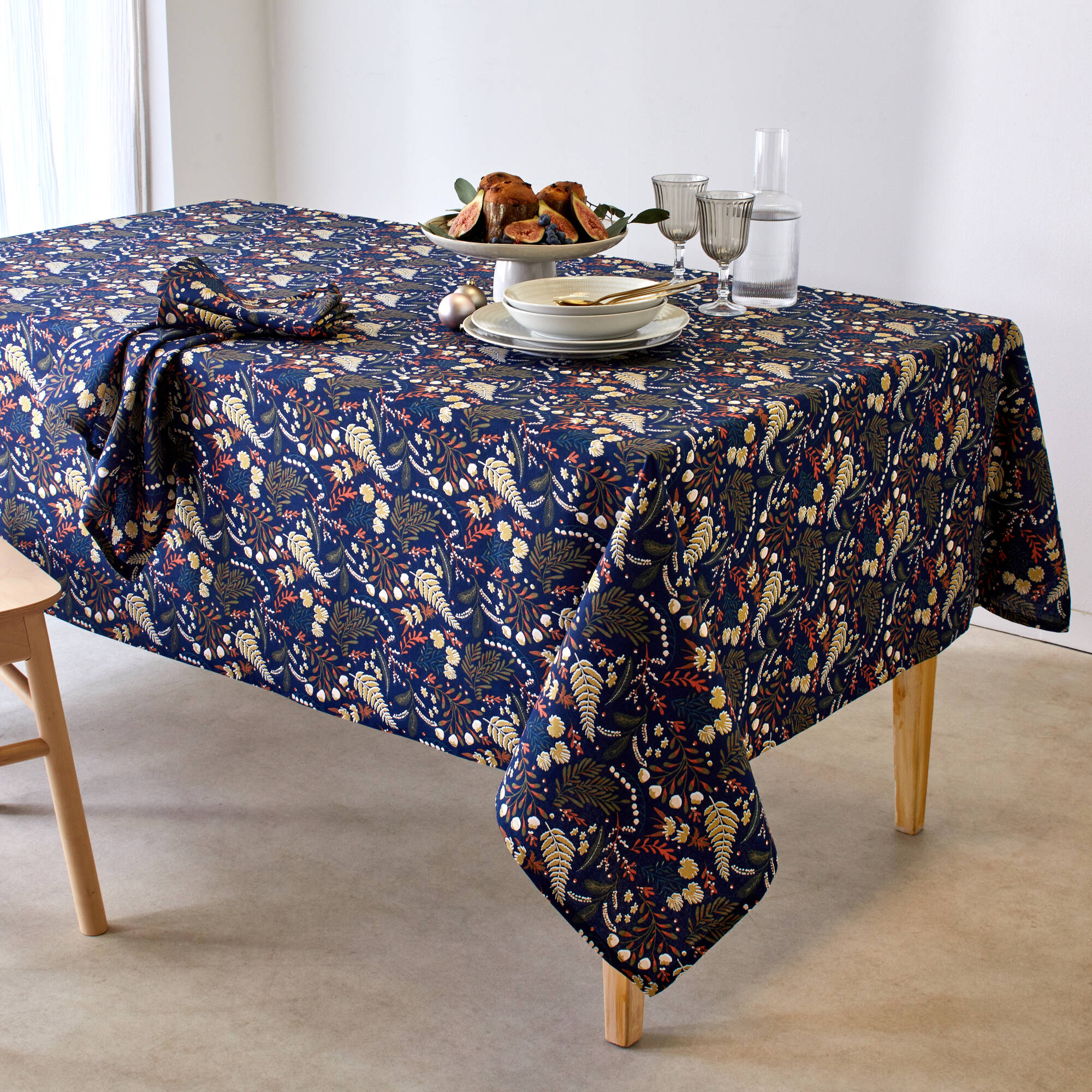 Nappe en coton imprimé herbier