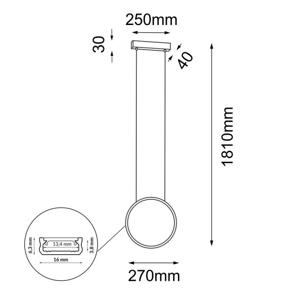 Lampa wisząca AGARO czarna LED 1x8.4W Neutralna biel 1098lm Shilo