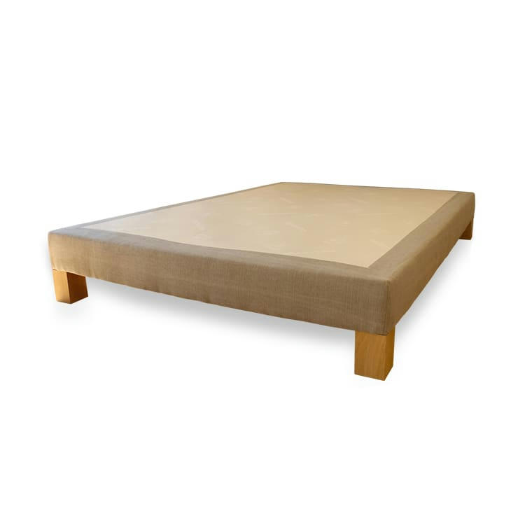 VINTAGE - Sommier déco vintage beige cachemire lin et coton bio 90x190