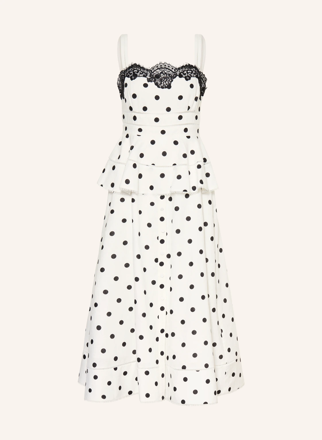 self-portrait Kleid mit Leinen und Spitze