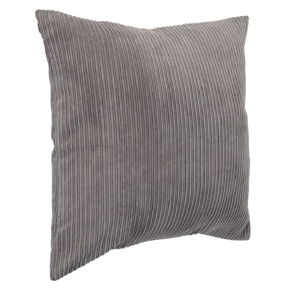 Housse de coussin imitation velours 40x40cm gris à rayures