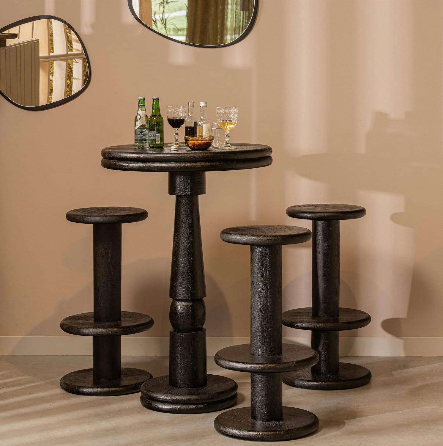 KOLBY - Table de bar ronde noire D70