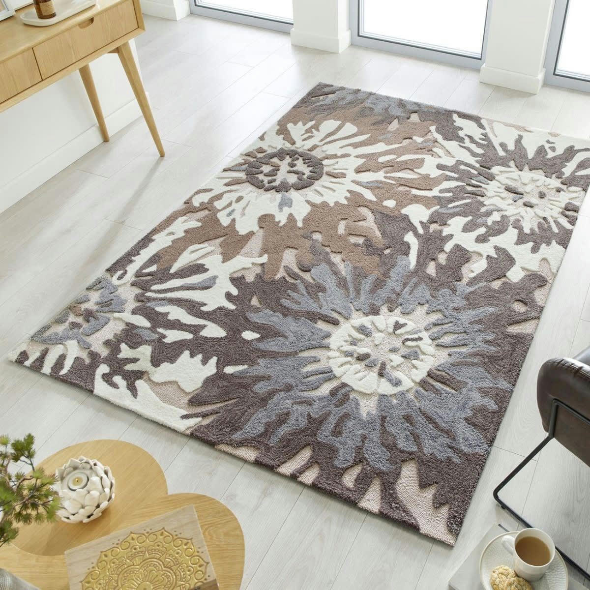 BLOOM - Tapis de salon moderne en Polyester Marron 160x230 cm