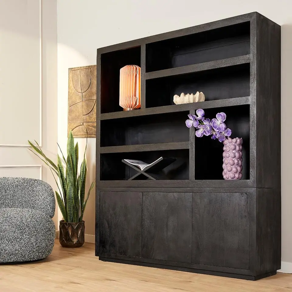 StarFurn - Vakkenkast Brussel XL 160 cm - zwart