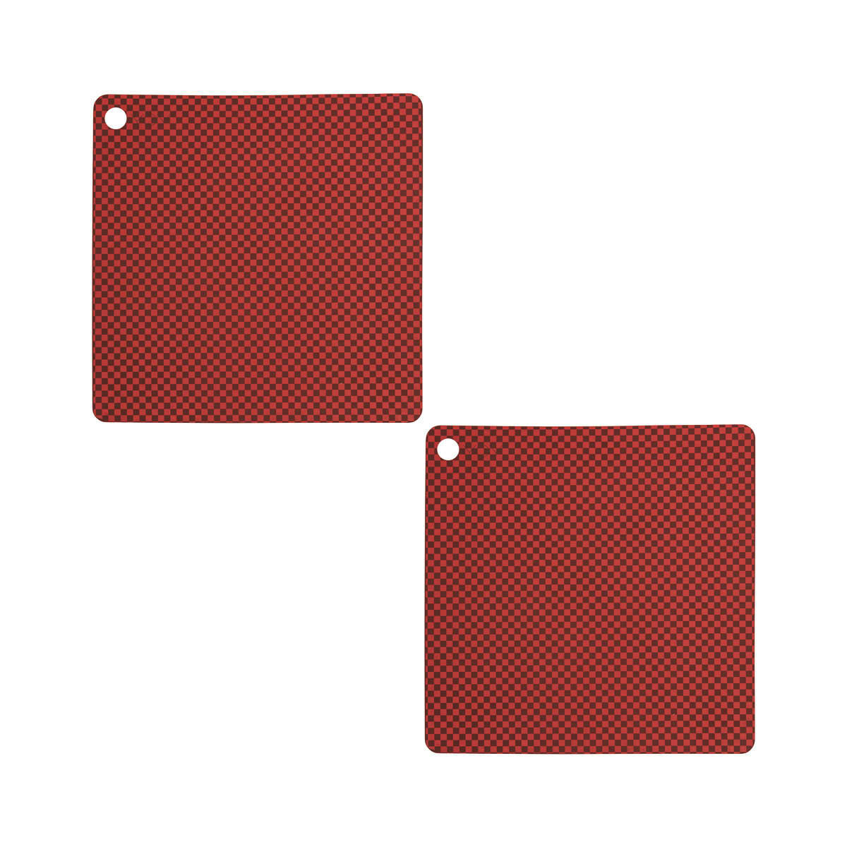 CHECKER - Lot de 2 sets de table rouge en silicone h38x38cm