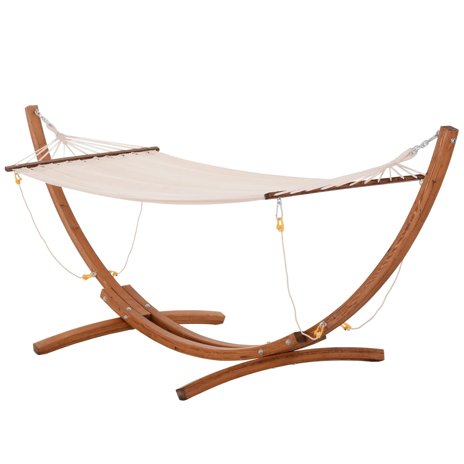 Outsunny 10' Hammock with Wood Stand, Rainbow Bed, Heavy Duty Roman Arc Hammock for Single Person for Patio Backyard Balcony
