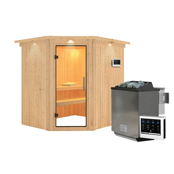 Sauna »Maardu«, inkl. 9 kW Bio-Kombi-Saunaofen mit externer Steuerung, für 3 Personen