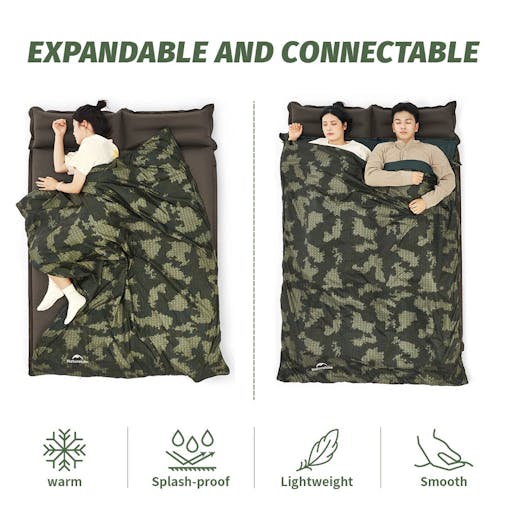 NNEOBA Camouflage Ultralight Waterproof Sleeping BagSplicable 3-Season Green