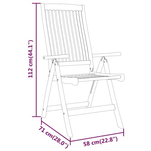 NNEVL Folding Garden Chairs 2 pcs Solid Wood Eucalyptus
