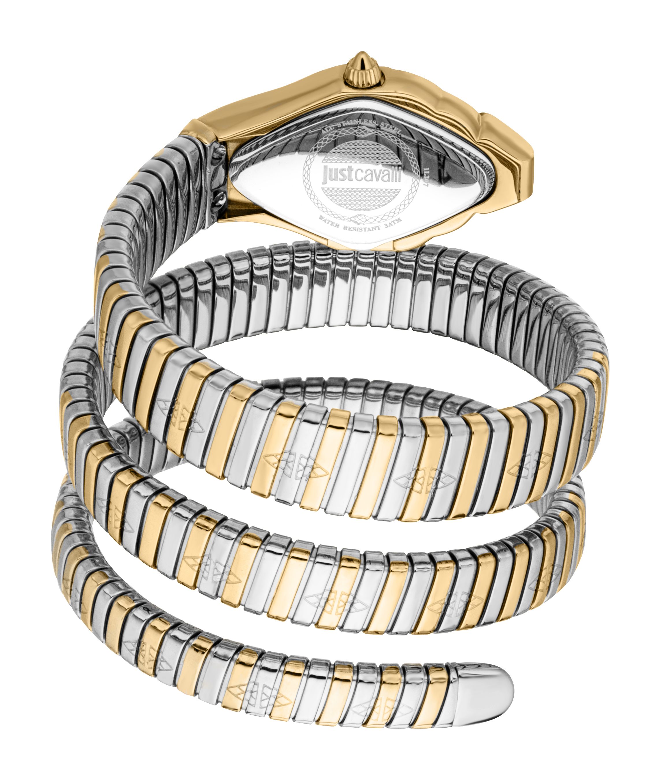 Just Cavalli Snake White MOP Two Tone Silver & Gold Stainless Steel Watch
