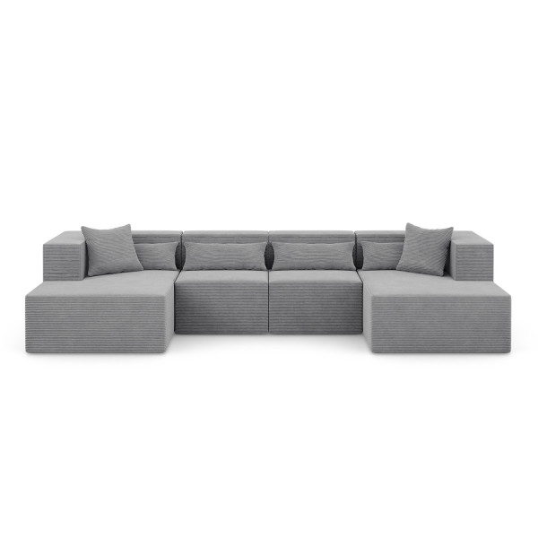 Narożnik Modułowy Nova U MAX - 360x180x76cm, 2x Fotel, 2x Otomana, Szary