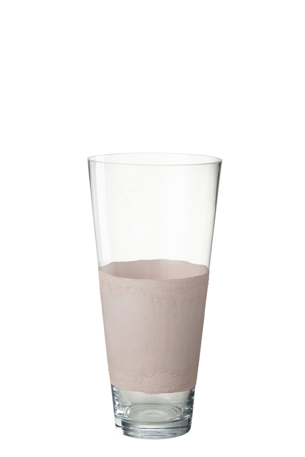 J-Line vaas Delph - glas - transparant/lichtroze - medium - 45 cm hoog