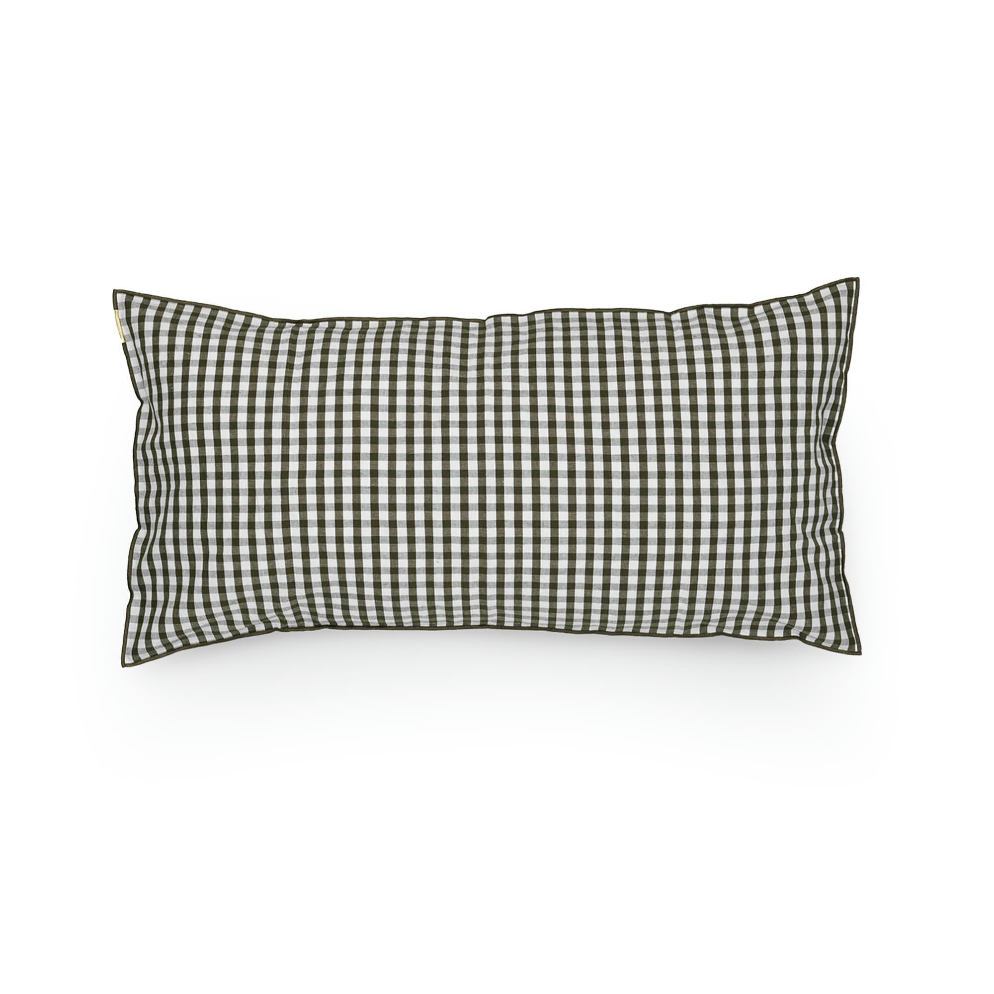 - Grand coussin déhoussable lin coton vichy vert câpre 45x90 cm