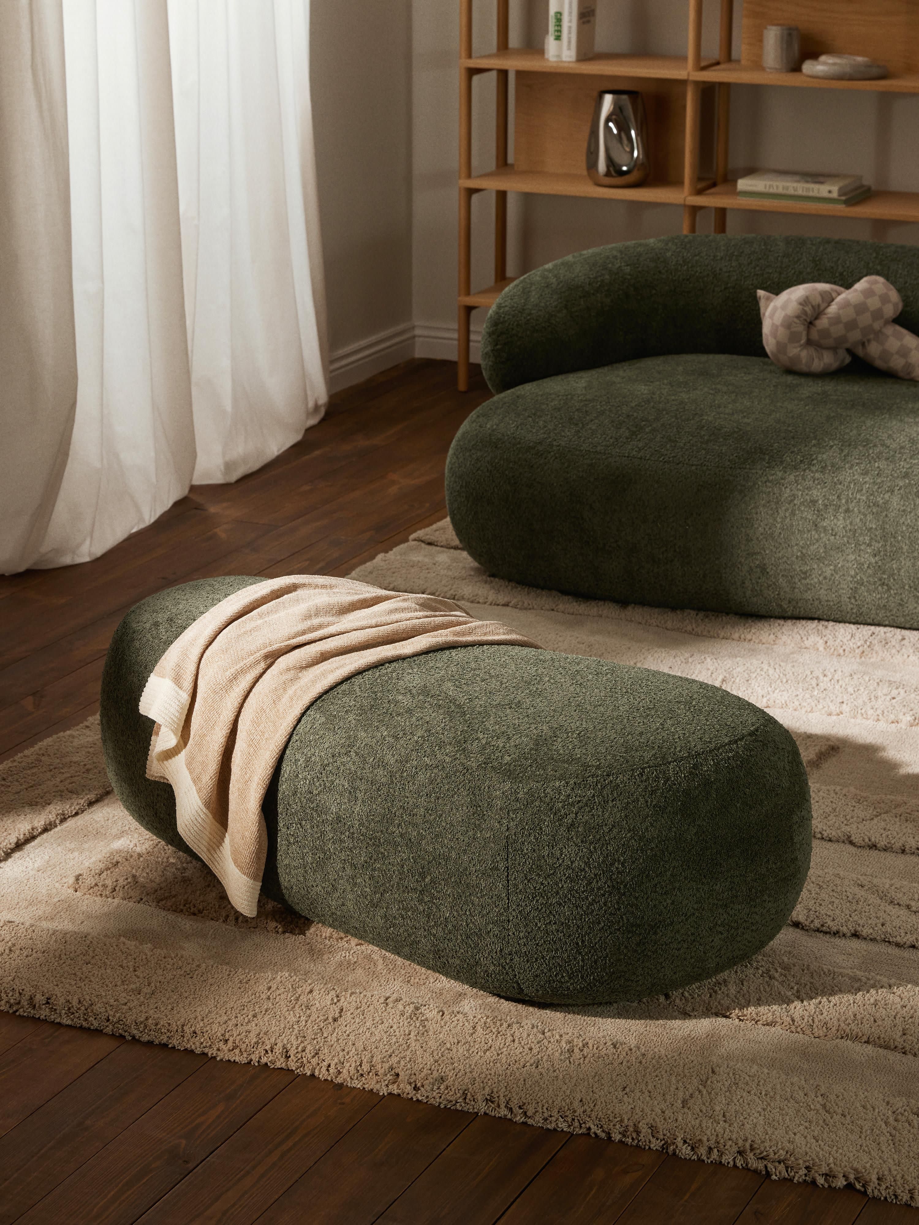 XL-Hocker Alba aus Teddy-Bouclé