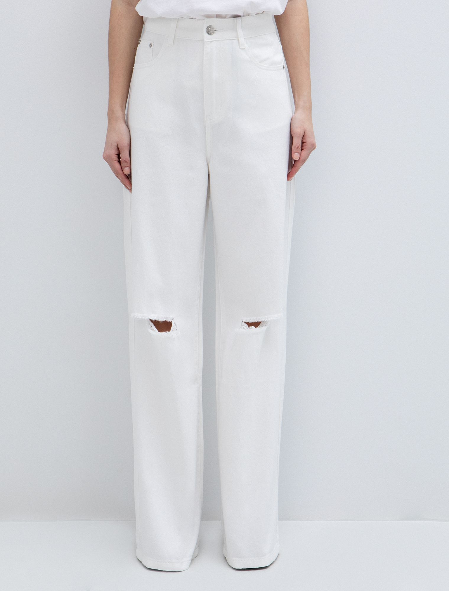 Wide leg jean με σκισίματα