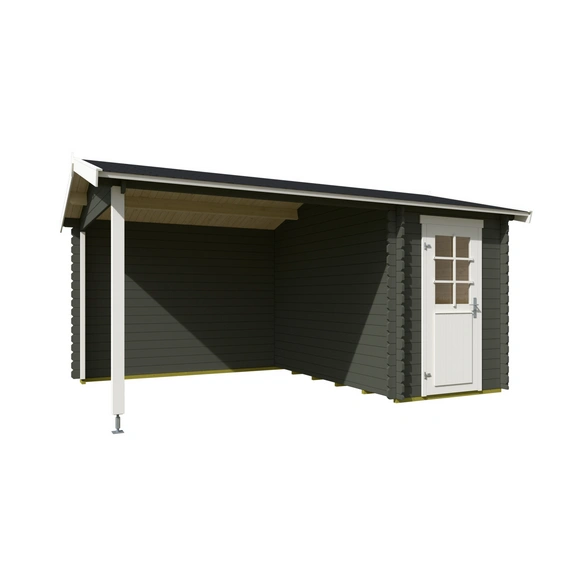 Gartenhaus »Wibo«, BxHxT: 465 x 245,1 x 337,8 cm, (Außenmaß inkl. Dachüberstand), grüngrau