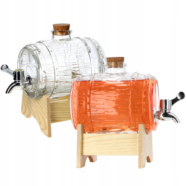 Beczułka Beczka Bimber Szklana z Kranikiem 1,5L 2x