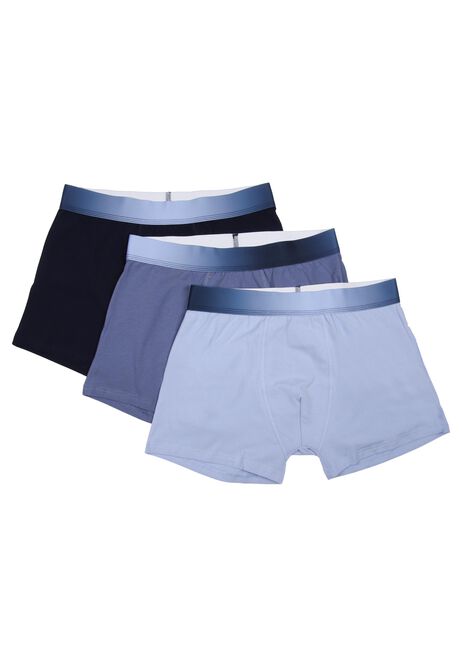 Mens 3pk Blue Ombre Hipster Stretch Trunks