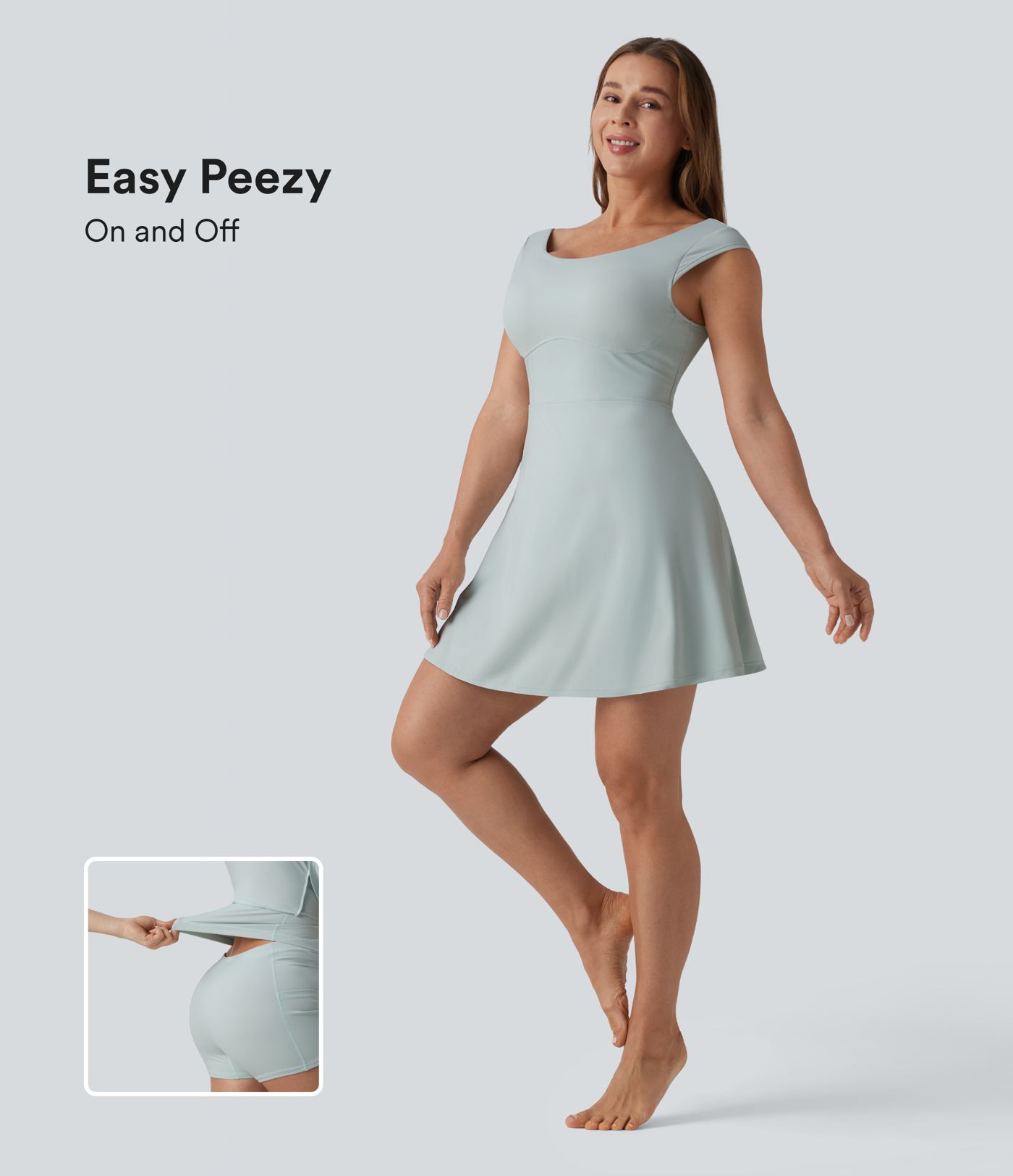 Robe de danse mini SoftlyZero™ Airy 2-en-1 col bateau dos nu effet frais InstantCool avec poches, accès facile Easy Peasy, protection solaire UPF50