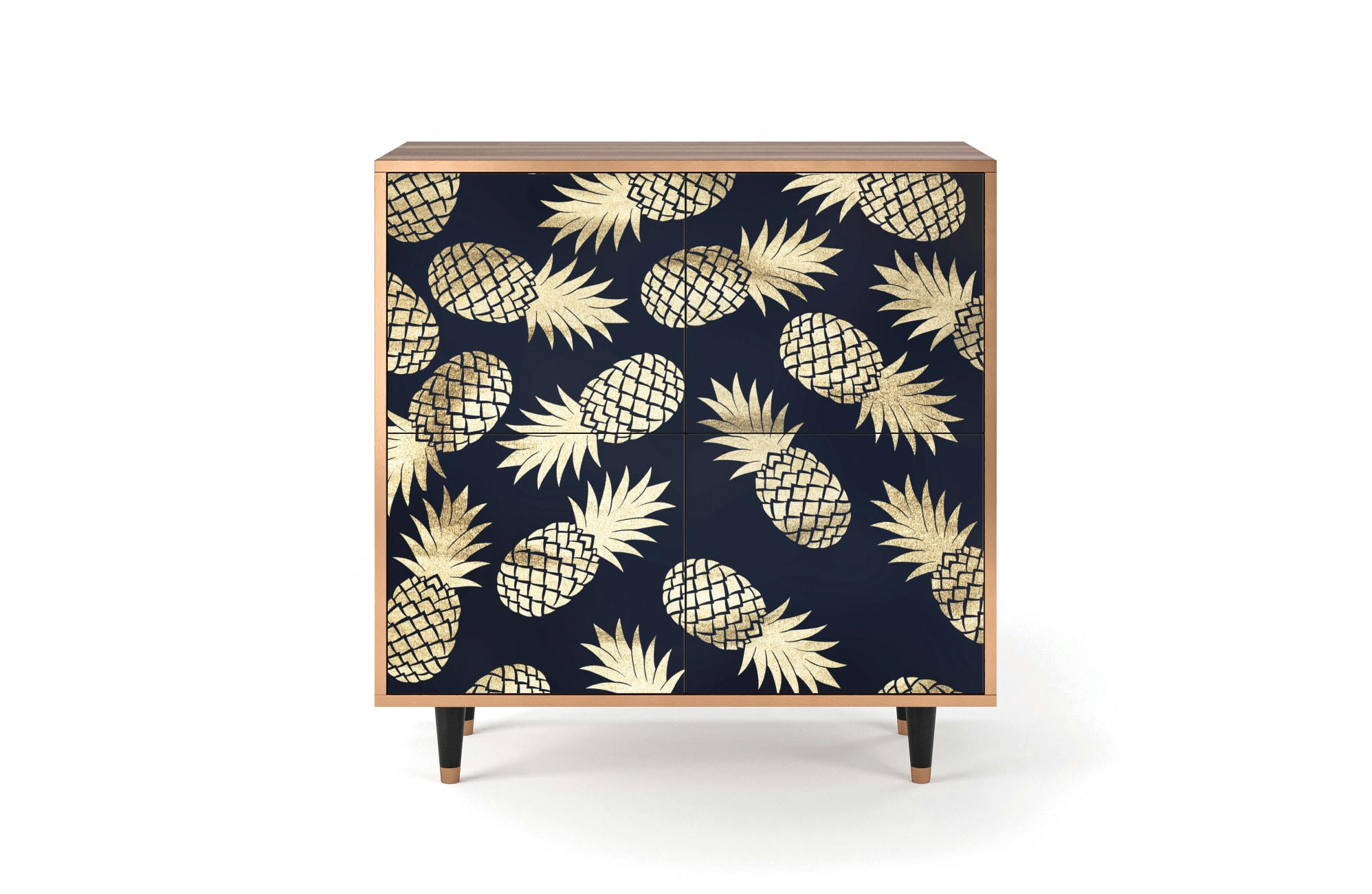 SUNNY PINEAPLE - Buffet  bleu et jaune 4 portes L 94 cm