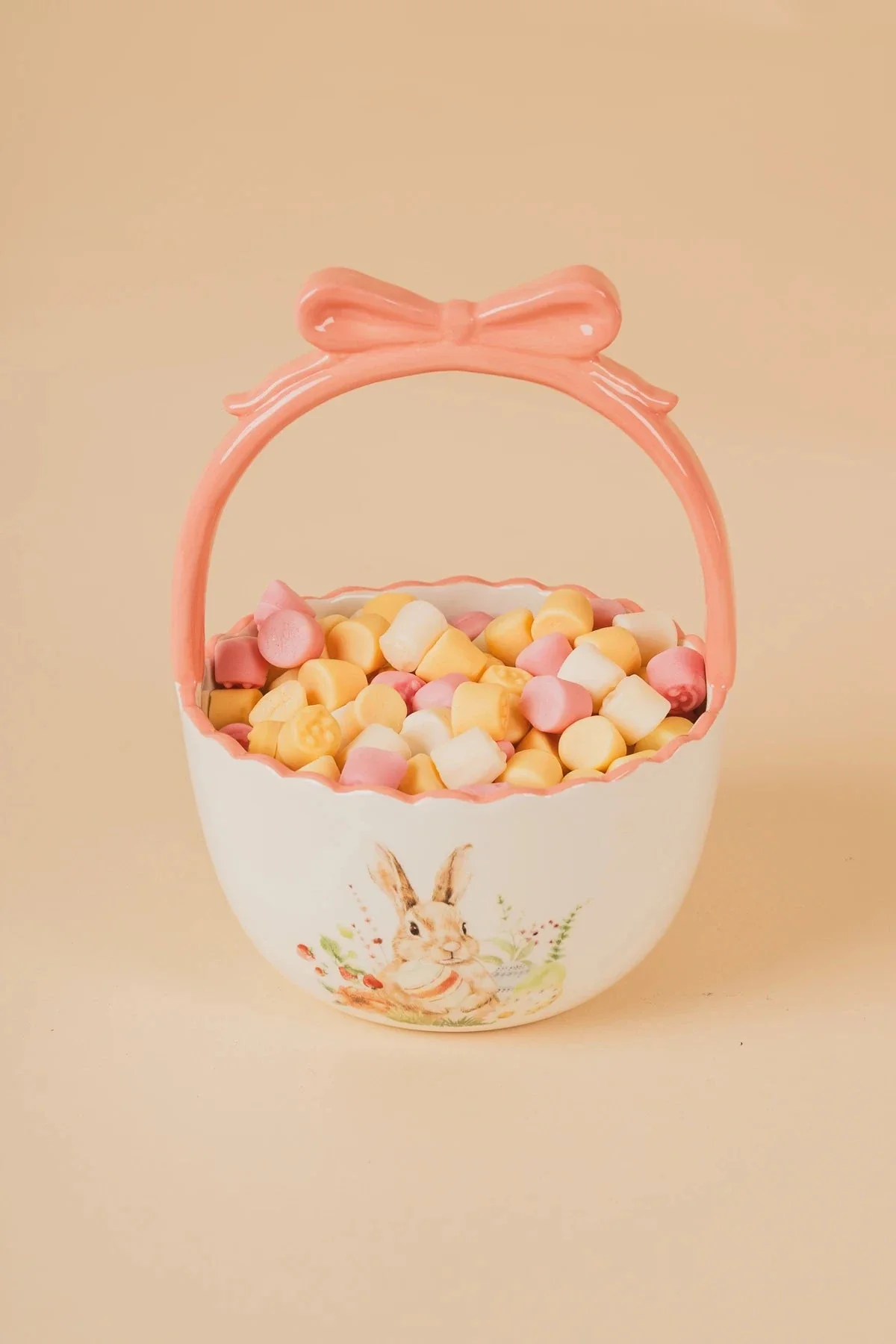 Bunny Basket With Pink Handle