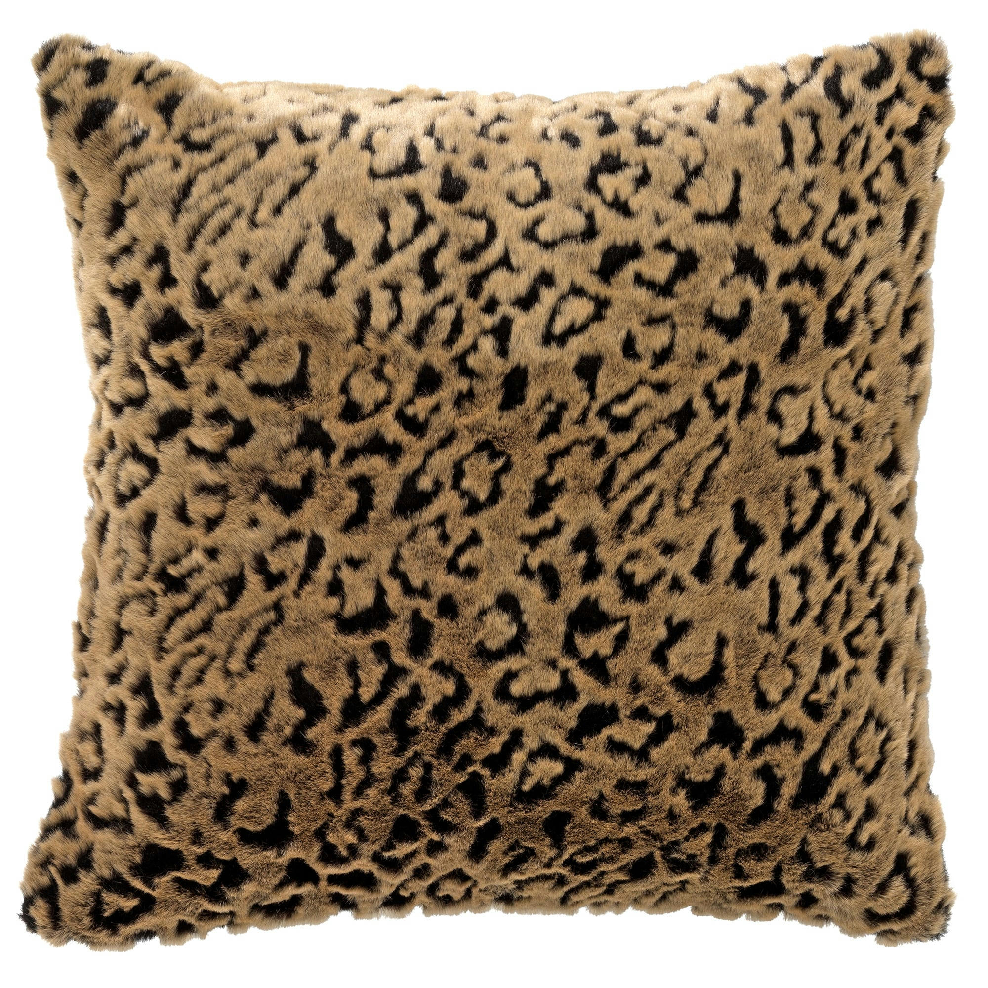 KAY - Coussin - marron fausse fourrure 45x45 cm avec imprimé animalier