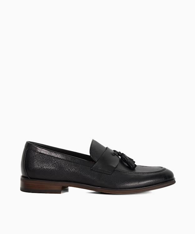 Showman Black - Leather Textured Tassel Formal Shoes