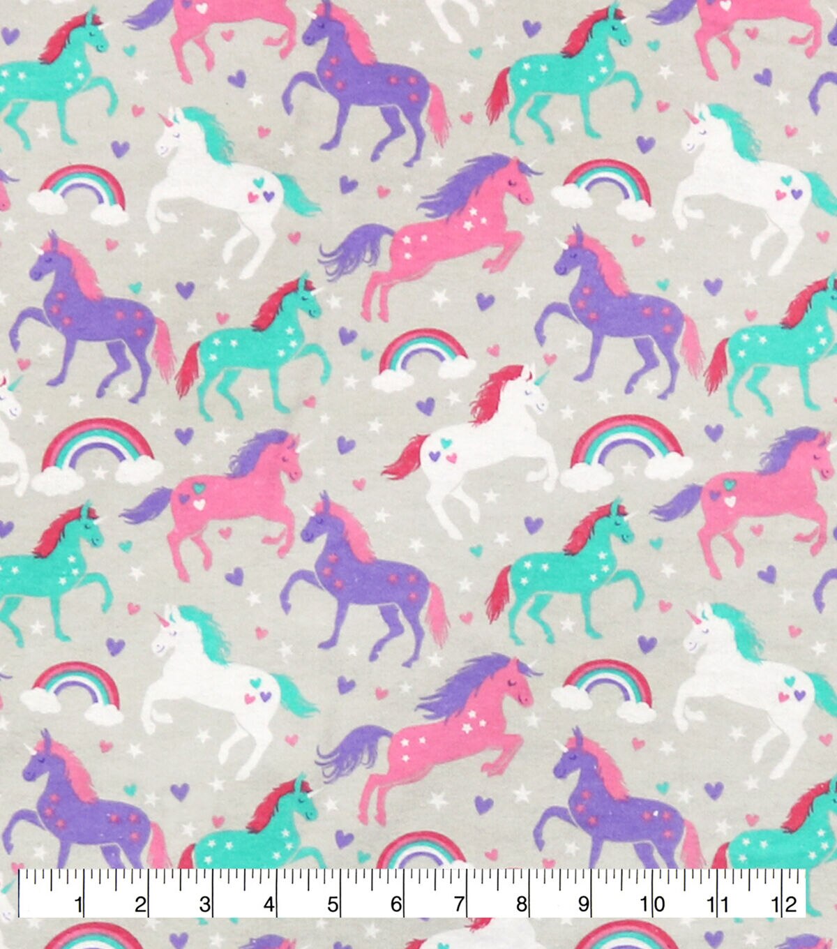 Stars & Hearts Unicorns Super Snuggle Flannel Fabric
