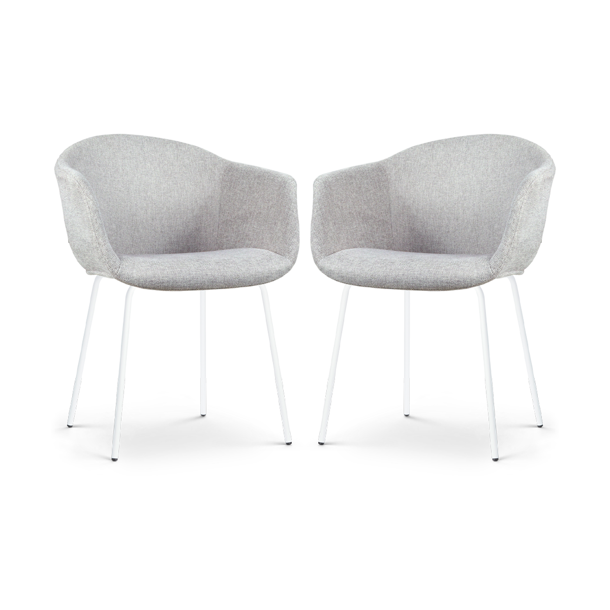 Nolon Nora-Otis Eetkamerstoelen Set van 2 - Lichtgrijs - Witte Poten
