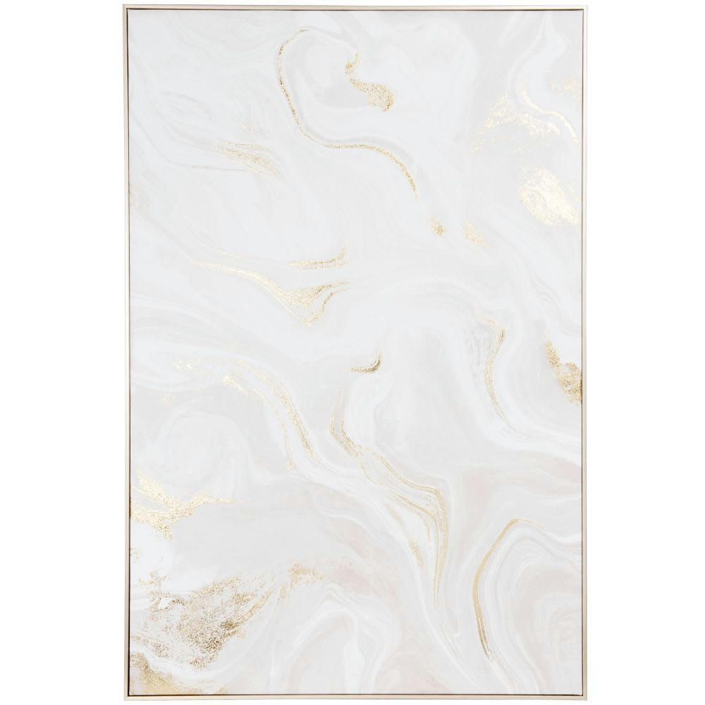 VALIA - Toile imprimée blanche, beige et doré 60x90