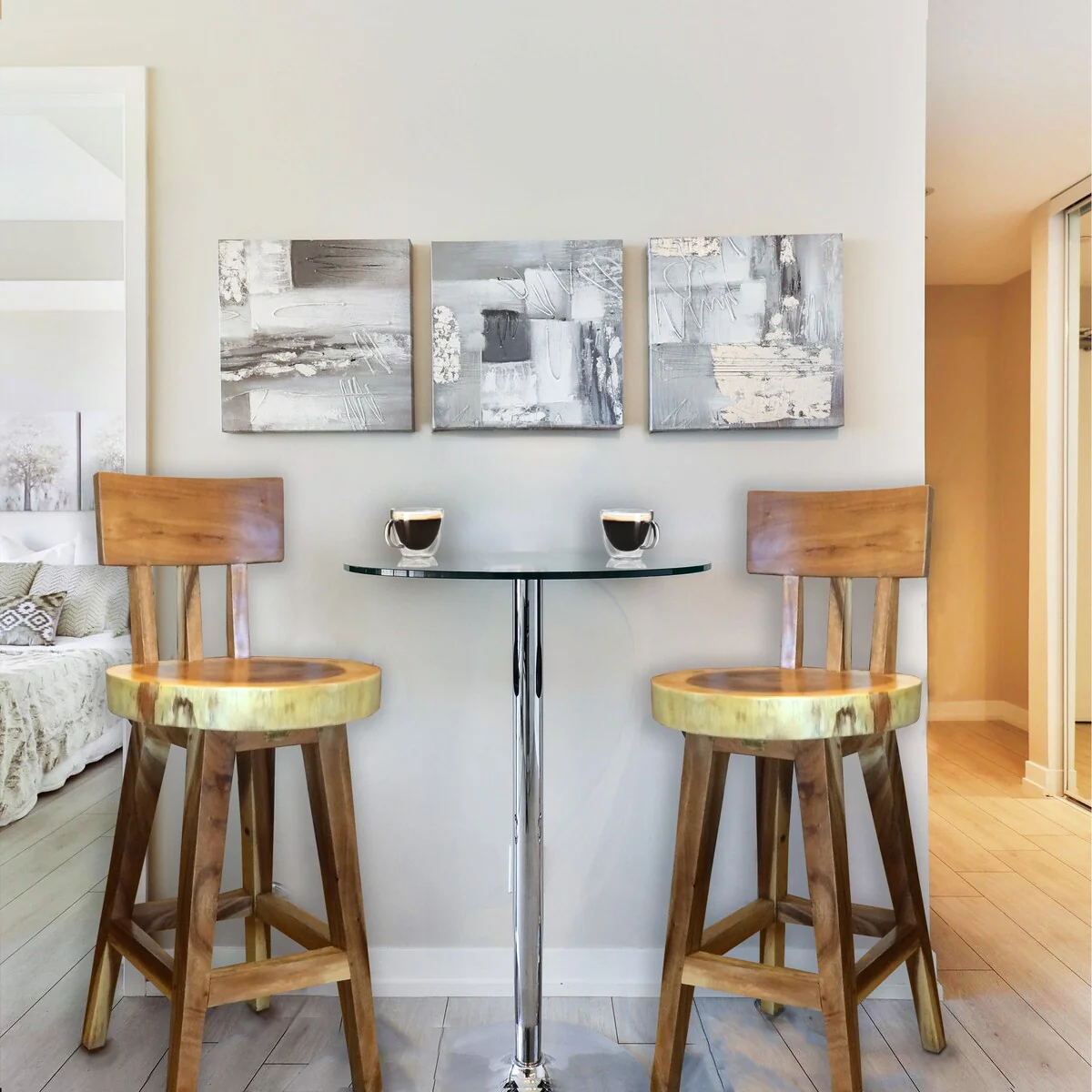 Chic Teak Suar Costa Mesa Live Edge Barstool