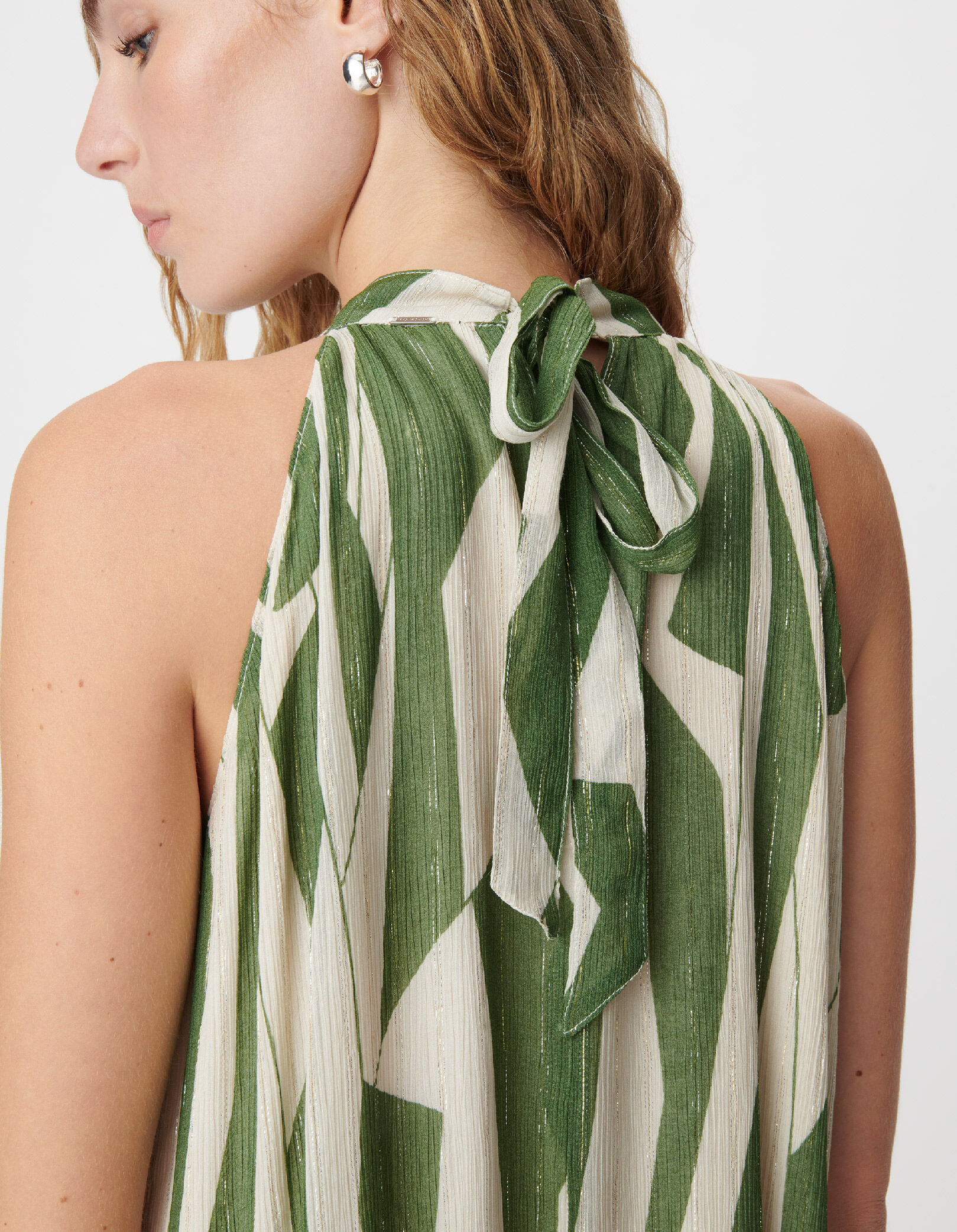 Robe longue verte imprimé graphique Femme