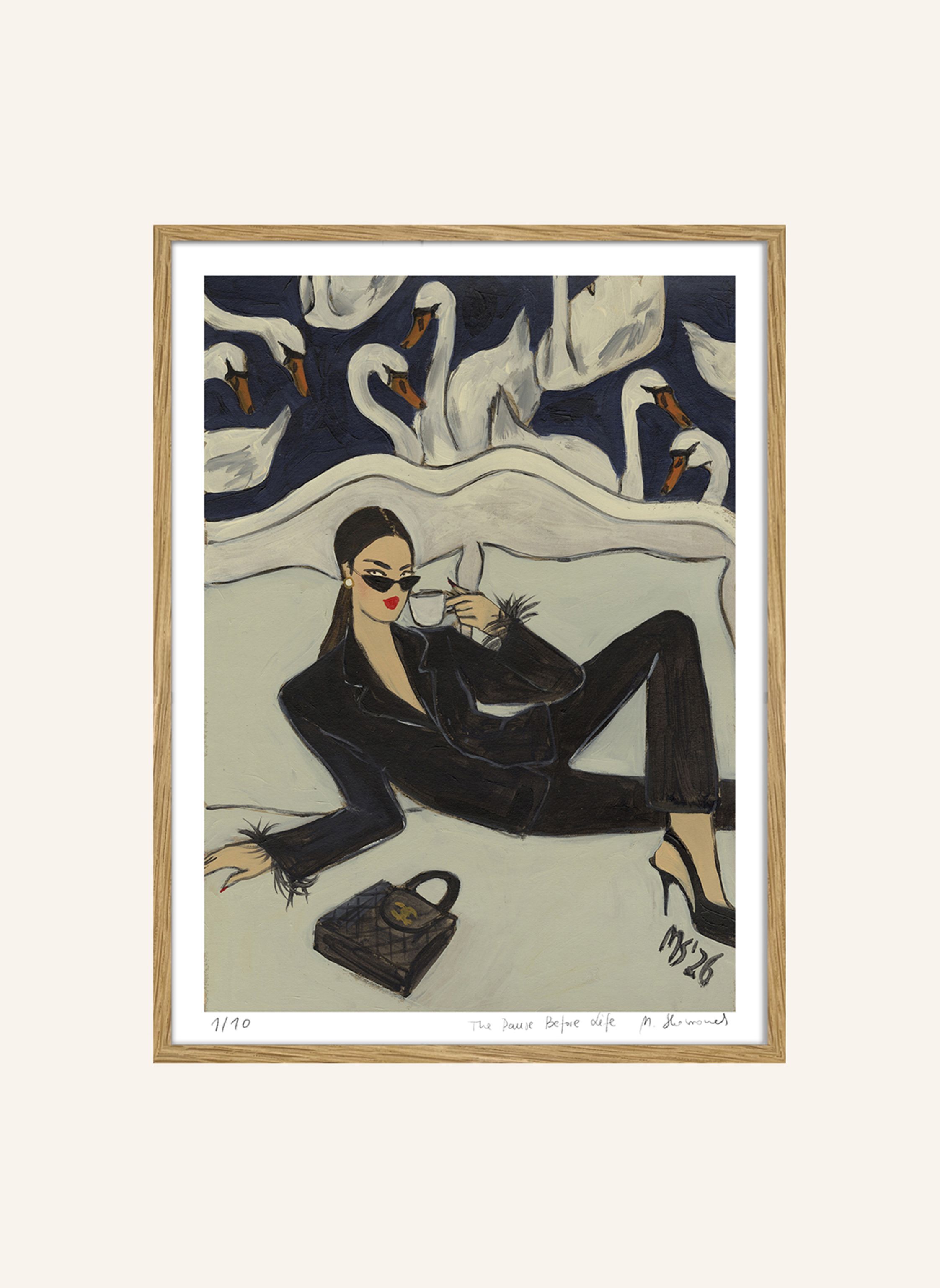 MARTAS ILLUSTRATION Limitiertes Kunstwerk THE PAUSE BEFORE LIFE mit Rahmen