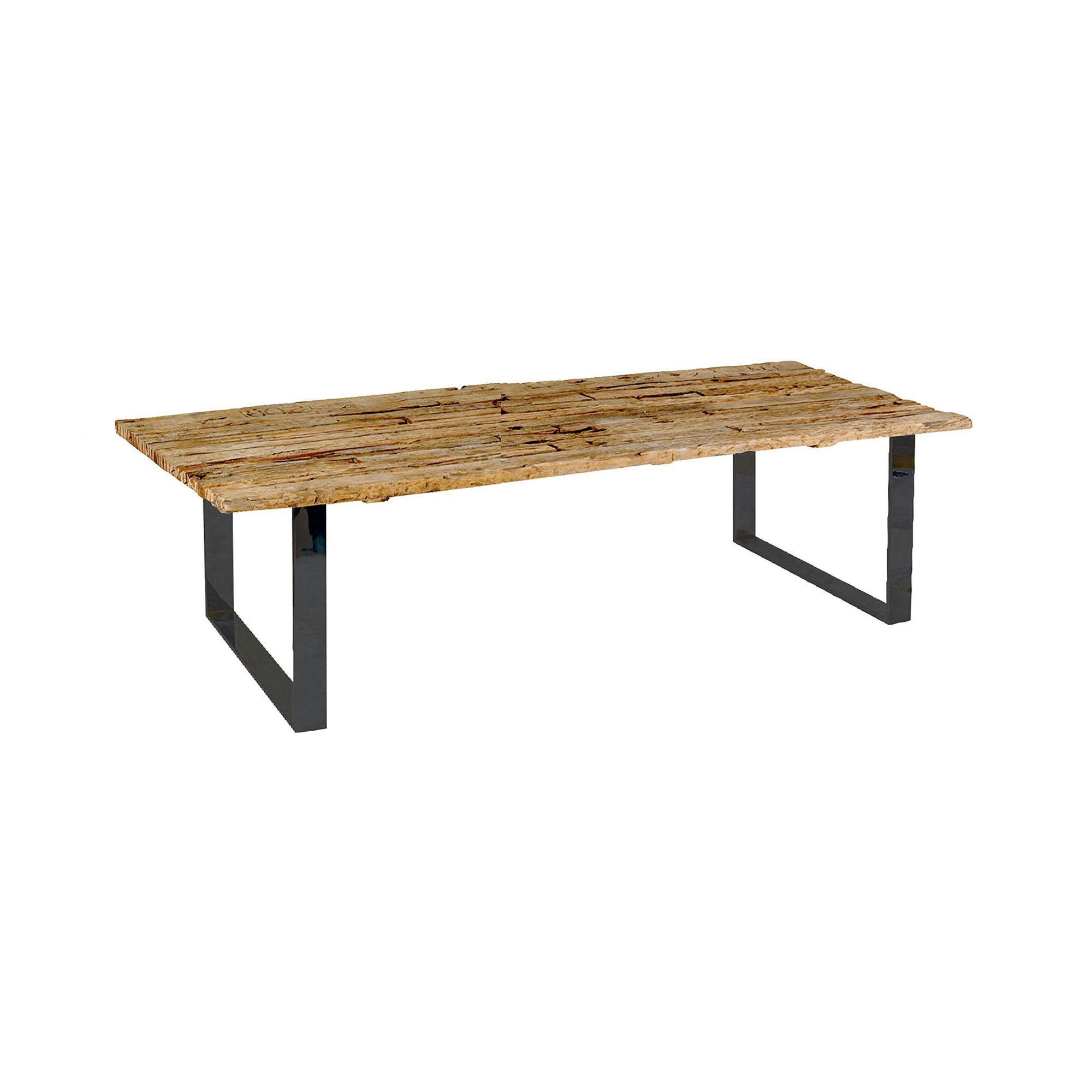 SARMATY - Table en teck recyclé et pieds en métal noir 200cm