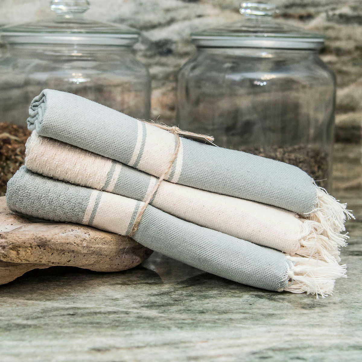 MARSA - Torchons (x3) coton  45x75 vert d'eau