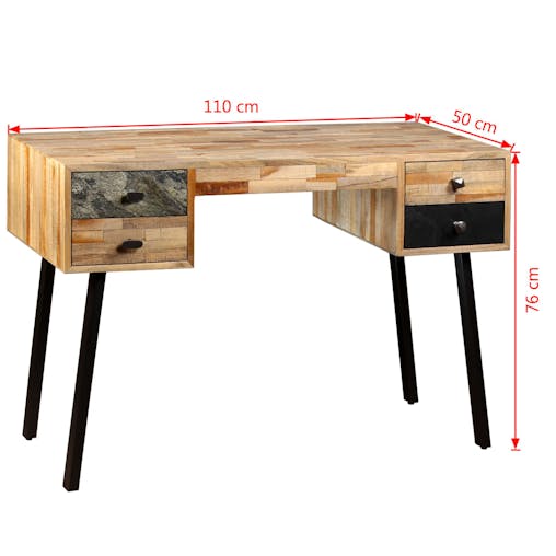 NNEVL Writing Desk 110x50x76 cm Solid Reclaimed Teak
