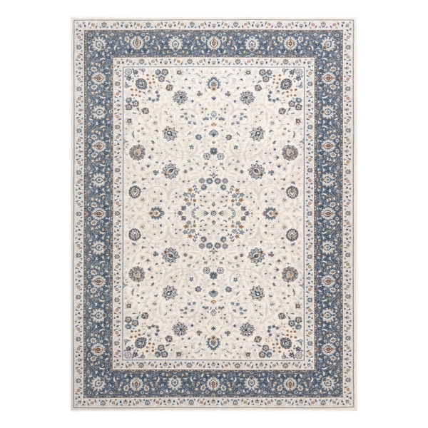Dywan wełniany NAIN Ramka ornament 7179/51943 beż / granat 240x340 cm