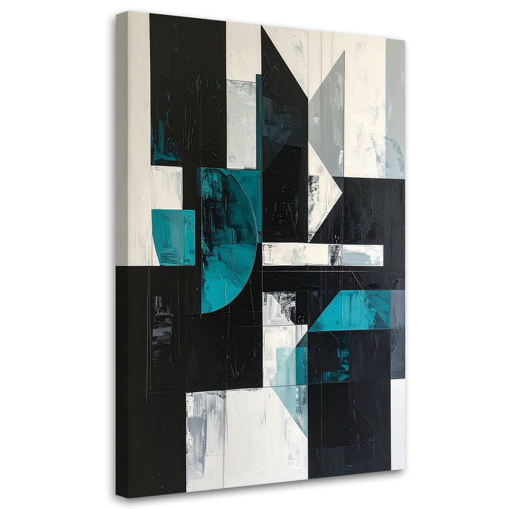 Obraz do salonu biura kuchni, Geometryczne kształty turkusowy czarny 20x30