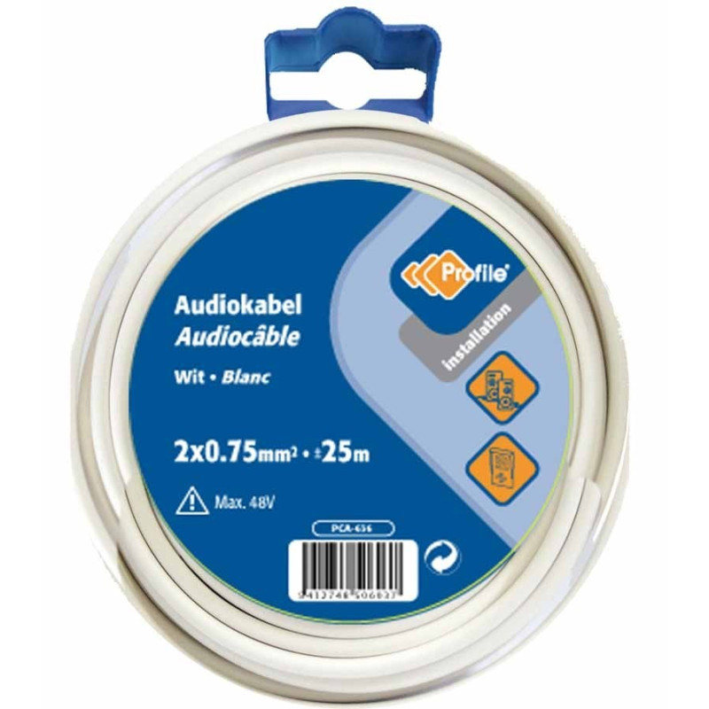 Câble audio blanc 2 x 0,75 mm² 25 m PROFILE