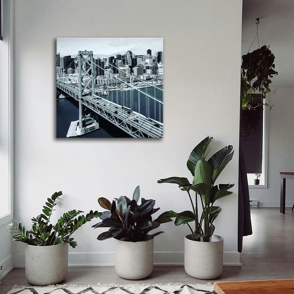 - Tableau impression sur toile le pont et les gratte-ciels 60x60cm