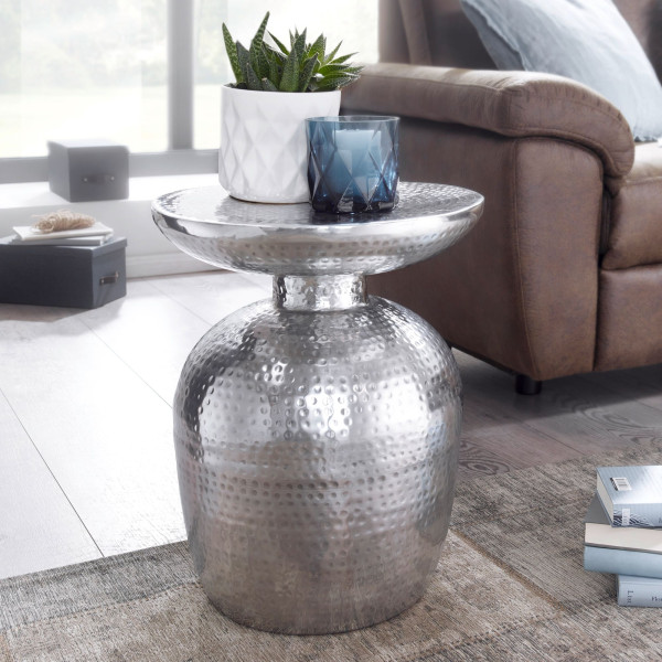 FineBuy Stolik boczny metal srebrny