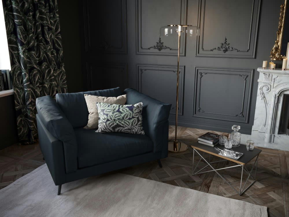 CAMILLE - Fauteuil 1 place XL en cuir bleu