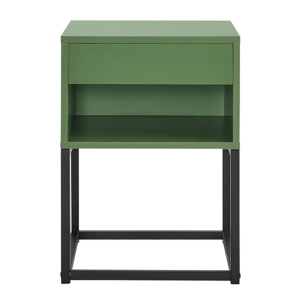 BIKAHOM Simple End Table with Drawer and Shelf for Any Room,Nightstand,Metal Leg Design